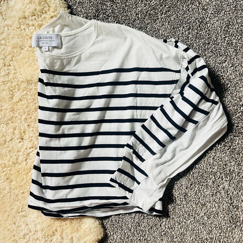 La Ligne Long Sleeve Tee Striped Shirt Cropped Top